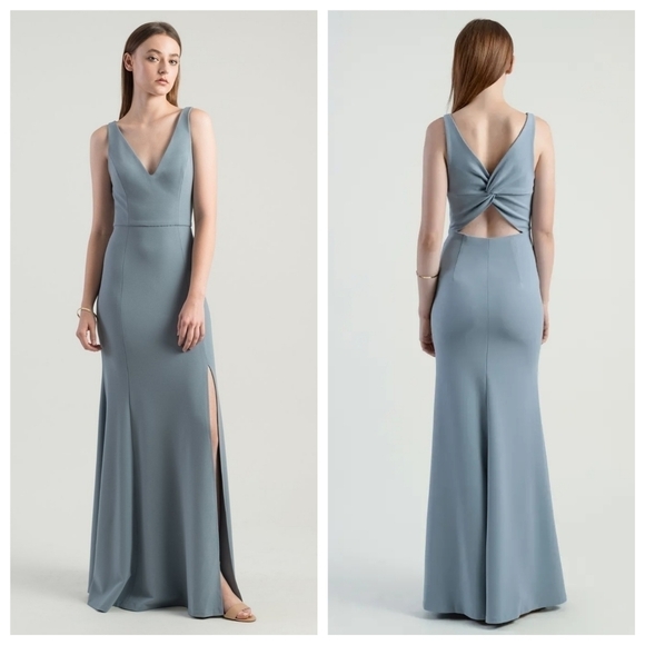 Jenny Yoo Dresses & Skirts - NEW JENNY YOO Lyonne Mineral Blue Stretch Crepe Bridesmaid Gown Dress Style 2818